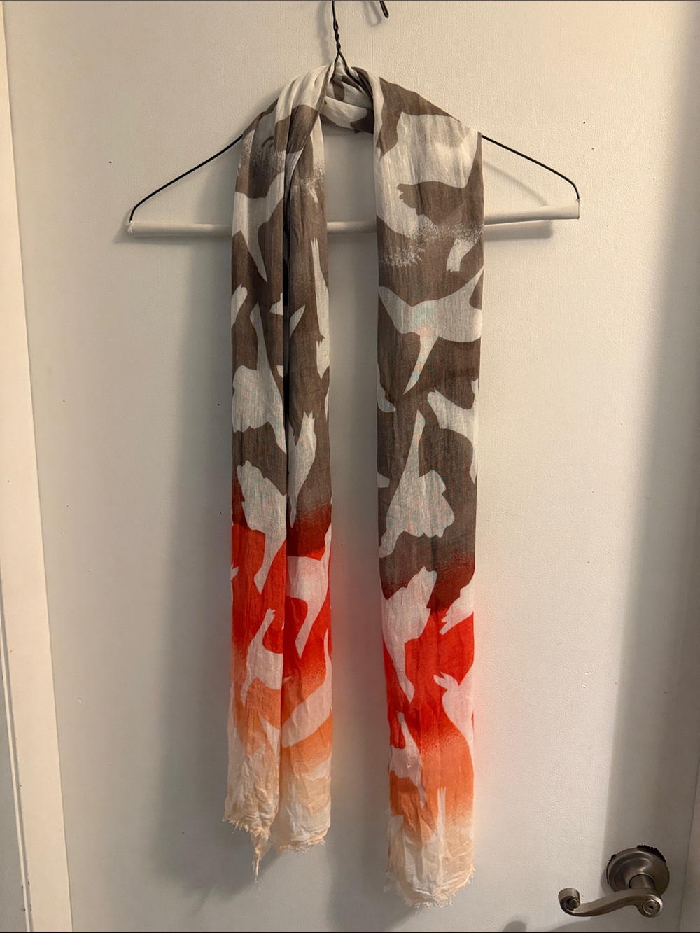 Banana Republic Lightweight Brown and Orange Ombre Camouflage Scarf